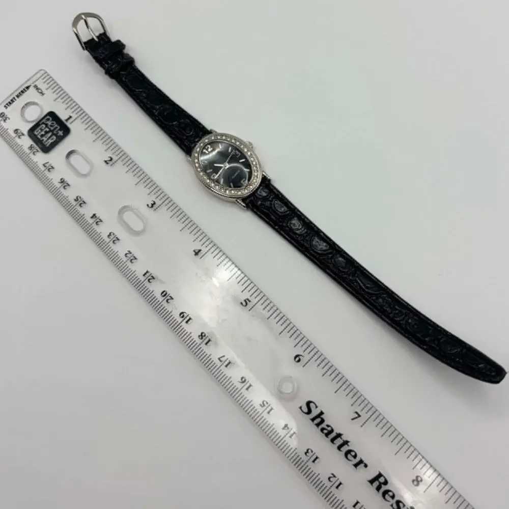 Silver & Black Crystal Watch